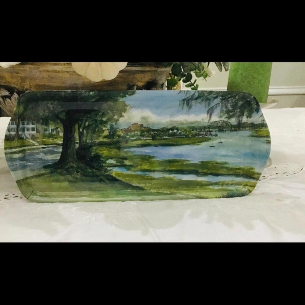 OLD WORLD BEAUFORT BAY MELAMINE ACRYLIC TRAY DISH SERVING RARE COLLECTIBLE.
